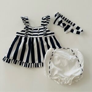 Janie and Jack 0-3 Months Baby Girl Top Shorts Headband Set Outfit Anchor